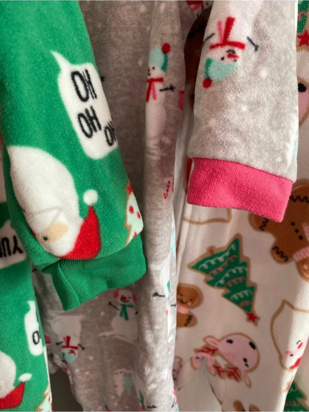 Carter's Green Santa Print Footed One-Piece Pajama